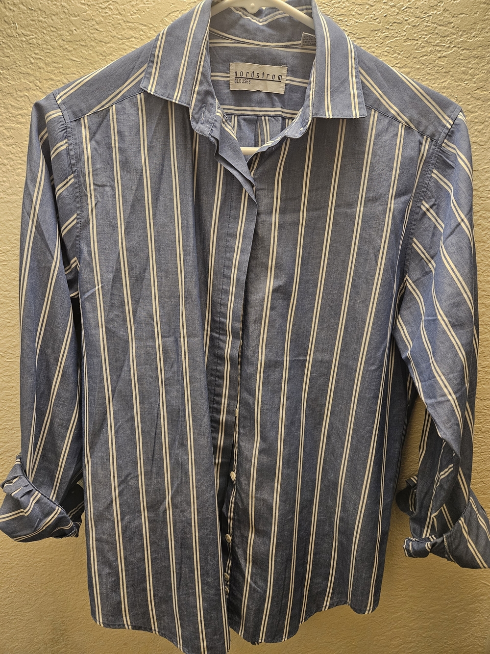 Nordstrom Blue and White Striped Men's Casual Button-Down Shirt